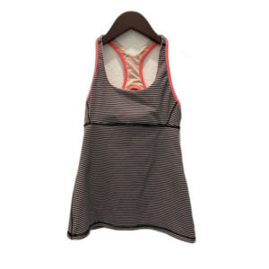 Lululemon Women's Scoop Neck Racerback Shelf Bra Tank Top Black Stripe Sz 2